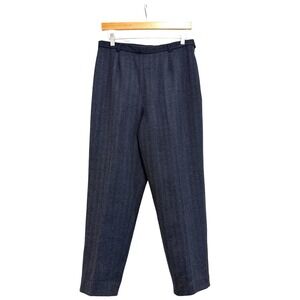 Vintage Jones New York Country Petite Navy Blue Herringbone Wool Trousers 12P
